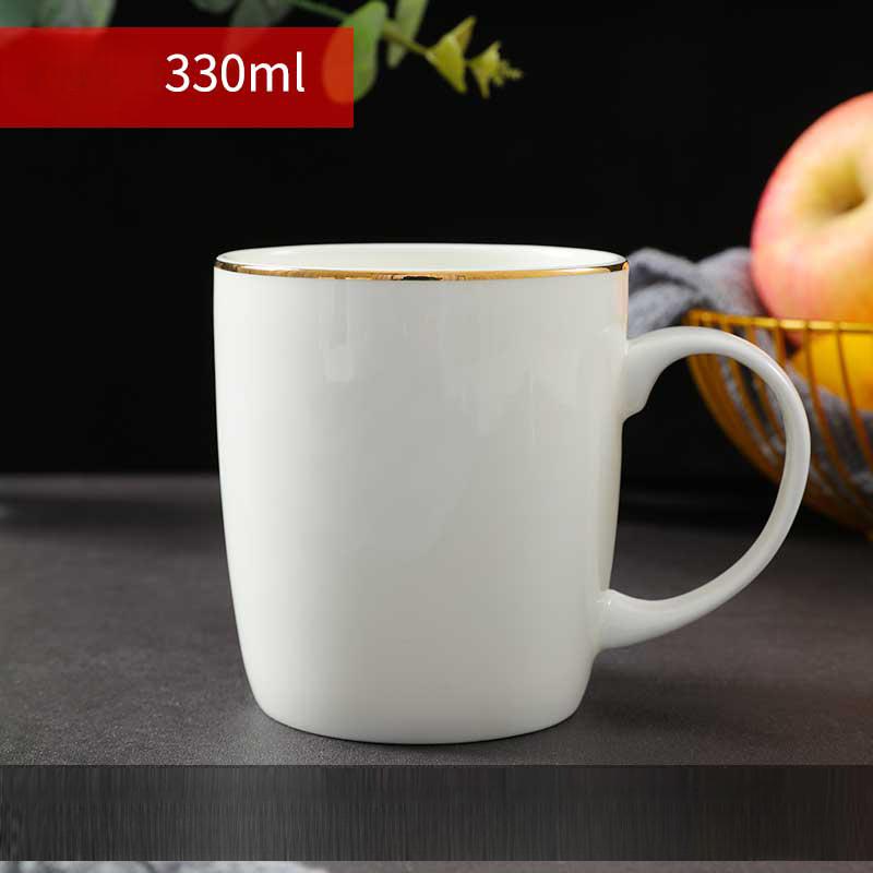 Bone China Coffee Mug with Gold Rim, 200-400ml Tea Cup with Handle White 1pc, for Espresso,Hot Cocoa,Cappuccino,Latte and Cold Drinks, Microwave Safe