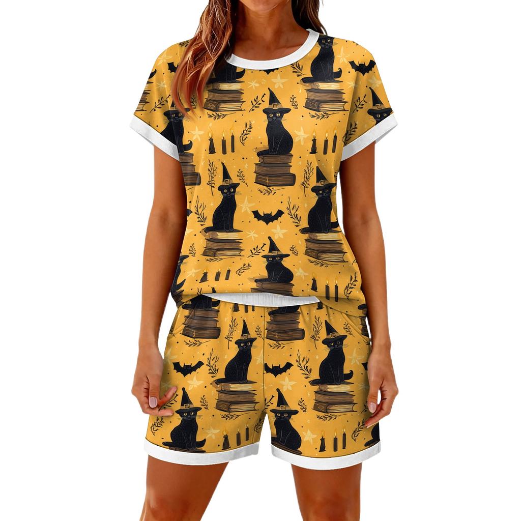 Women's Casual Loose Fit Top and Shorts Set with 3/4 Sleeve Comfortable Lightweight Fabric Stylish Printed Design Suitable for Everyday Wear