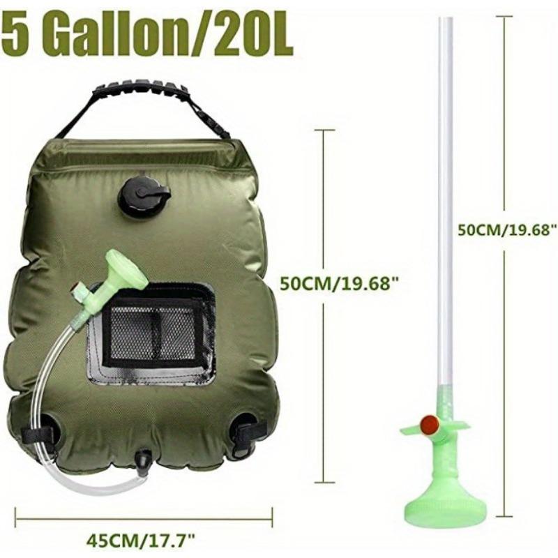 5 Gallon Solar Heated Camping Shower Bag - Portable Bath Bag With Removable Hose And Switchable Shower Head