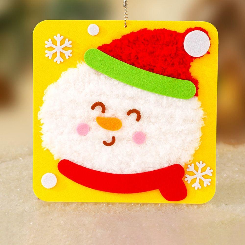 Cartoon Christmas Thread Drawing Snowman Handmade Wool Painting  New Year
