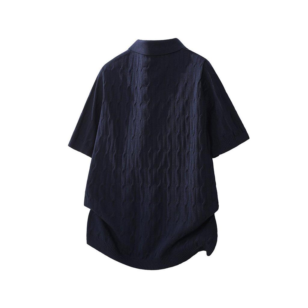 Summer 2026 Men's Loose Japanese Style Knitwear - Short Sleeve Trendy Design