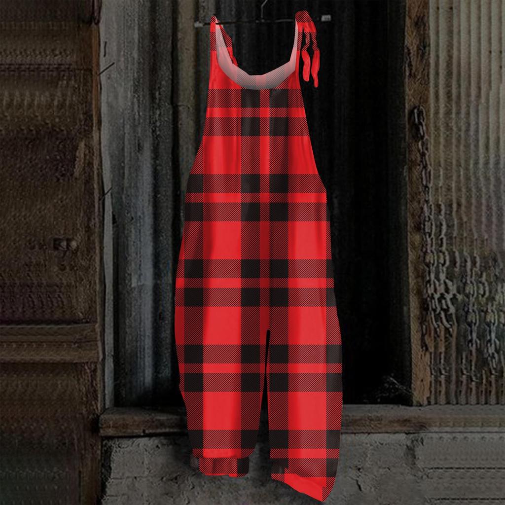 Damski kombinezon z nadrukiem Halloweenowym, casualowy, luźny, vintage, na ramiączkach, bawełniano-lniany