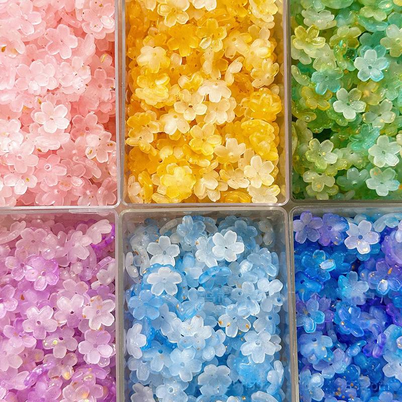 100 Piezas/lote 10mm Flores de Colores Cuentas Espaciadoras Acrílicas Para Fabricación de Joyería Pulsera DIY Accesorios de Collar