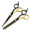 6.0" Black & Gold Hairdressing Scissors - Straight & Thinning Shears for Bangs