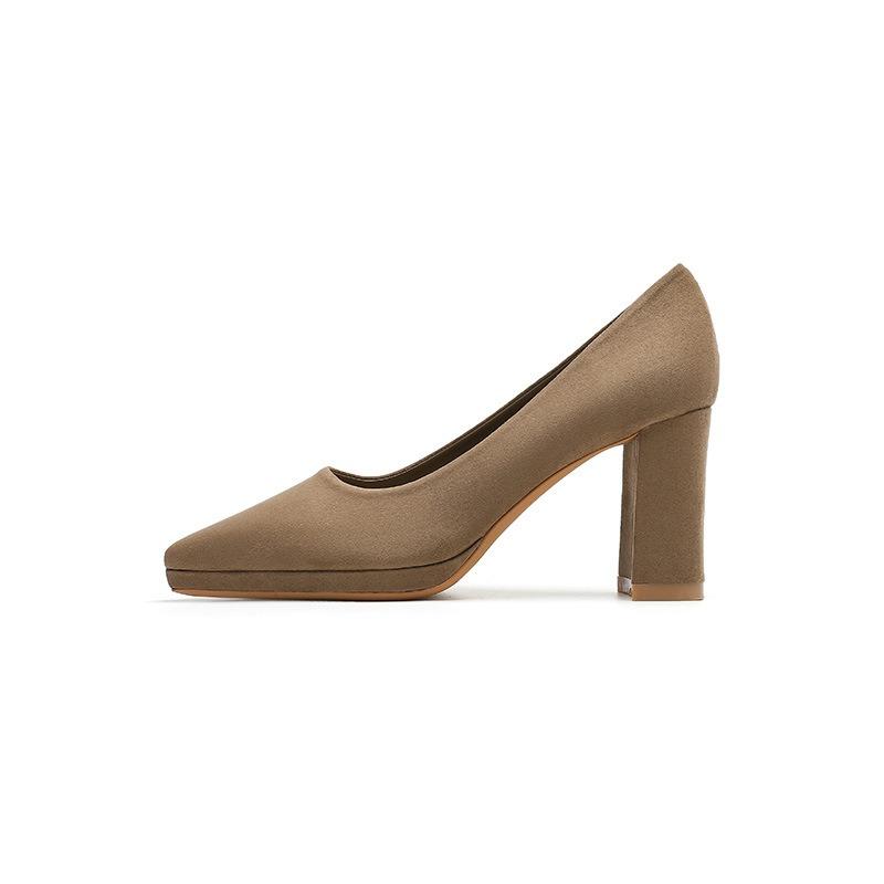 9-Waterproof table high heels women's autumn new pointed thick heel high heels women's one-pedal women's shoes