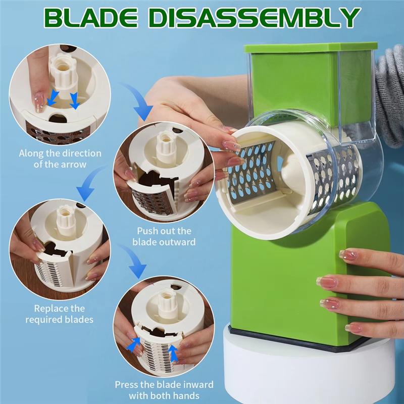 Practical-Rotary Cheese Grater - Manual Vegetable Slicer And Shredder With Handle, Strong Suction Base Efficient Slicing