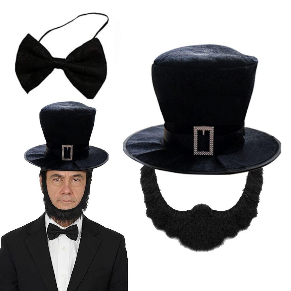 Adorable Formal Costume Hat Dress Up Black Magician Hat Cosplay Outfit Black Top Hat Theme Party