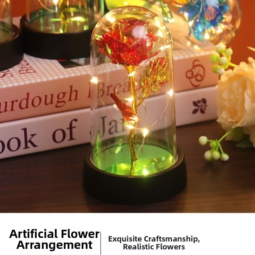 LED Gold Foil Rose Creative Gift Ornaments Artificial Rose Flowers Mother's Day