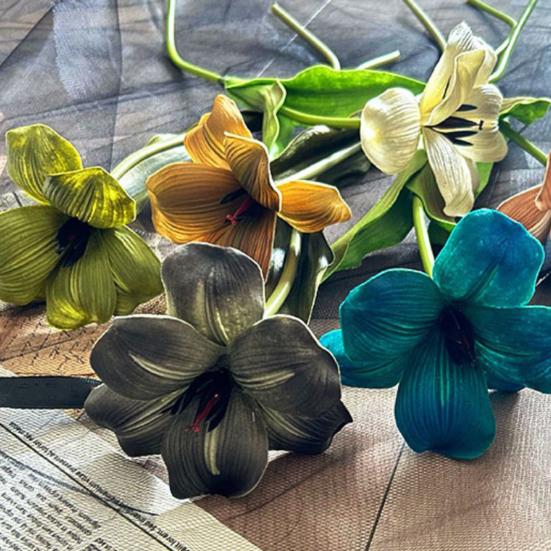 Artificial Flower 17 Inch Long Stem Faux Silk Blooming Tulip Flower for Vase Floral Arrangement Spring Home Table Kitchen Centerpiece