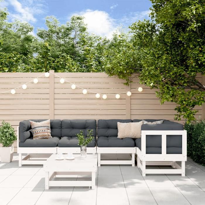 VidaXL Salon de Jardin avec Coussins 6 pcs, Canapés avec Dossier et Accoudoir, Ensemble de Meubles avec Table Basse Patio 3185984