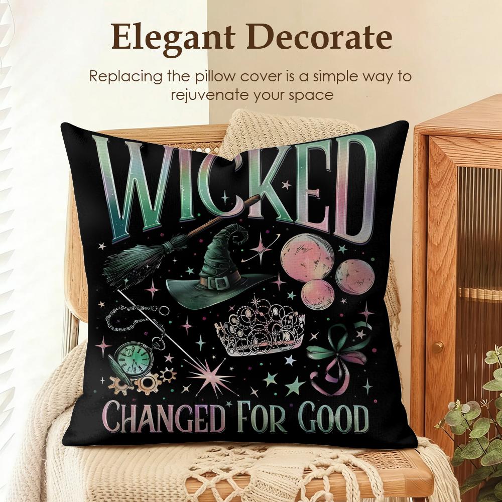 

Movie WWicked Cushion Cover Natural Linen Organic Fabric DoubleSided Printing Sofa Home Decor Gift Pillow Case 30x30cm