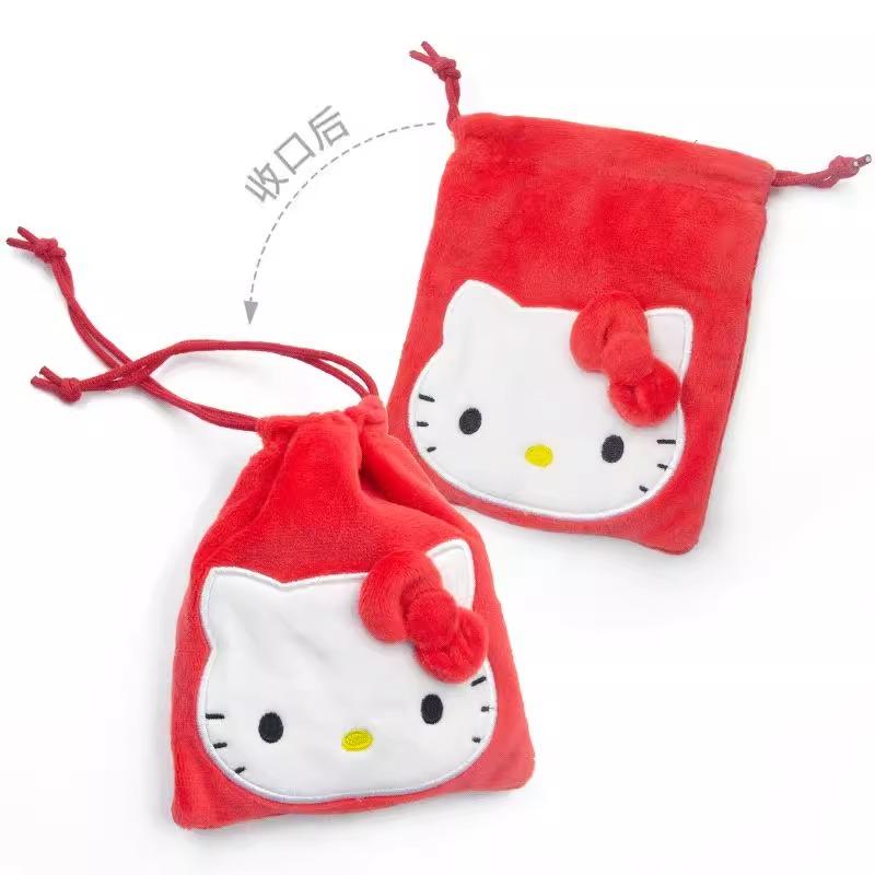 Genuine Hello Kitty Kuromi Melody Cogimyun Plush Drawstring Bag Kawaii Coin Purse Store Small Objects Girl Birthday Gift