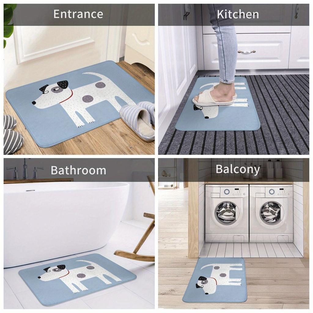 1 Parsons Jack Russell Terrier Non-slip Kitchen Mat, Bedroom Mat and Welcome Door Mat, Polyester, Machine Washable, Lightweight
