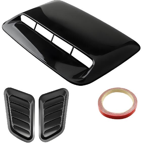 

Car Hood Air Flow Vent Decorative Kit Modification Hood Scoop with Side Vents 3pcs (Black) чёрный