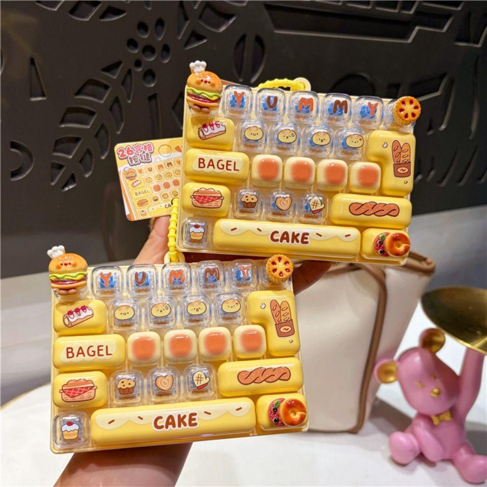 26-key Keyboard Keychain Pressable Keys Press Button Toy Cute Mini Keyboard Charm Gifts