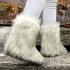 Women's Winter Fluffy Faux Fur Snow Boots, Comfortable Plush Warm Ankle Booties, Luxury Furry Fashion Outdoor Footwear