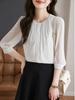 Cut and Autumn [billevan] Women's Blouse, 3/4 Sleeve, Office, Tuck, Stylish, Washable, Sewn, Lined, Business, Commuting, Everyday, Business, Date,