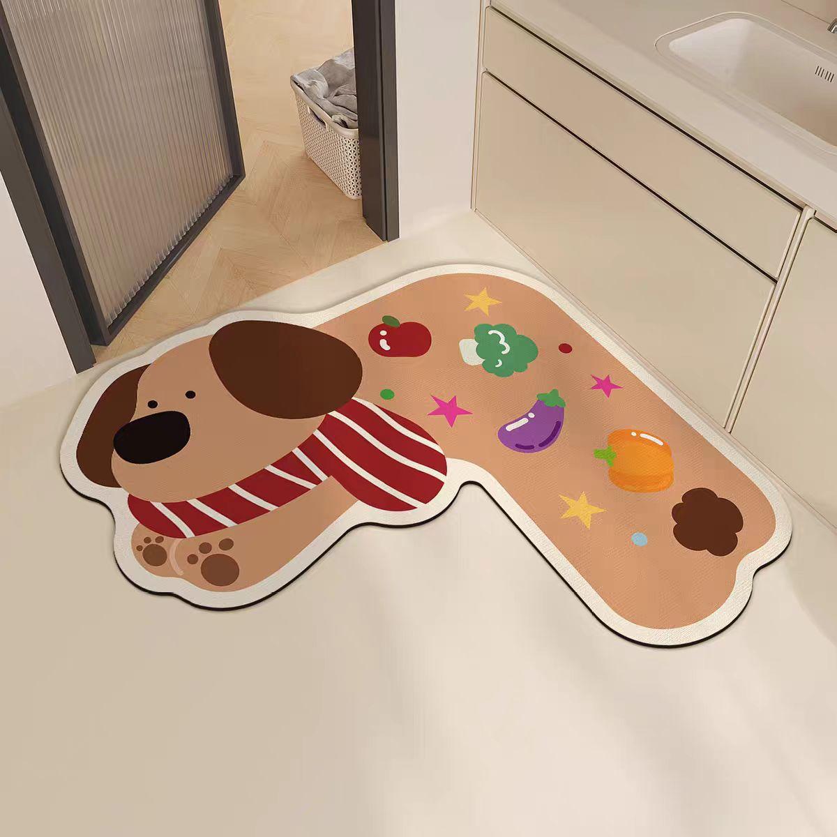 

Ins Wind Creative Small Apple Diatom Mud Floor Mat Water Absorption Non-Slip Bathroom Floor Mat Toilet Wear-Resistant L-Shaped Foot Mat 60*60cm