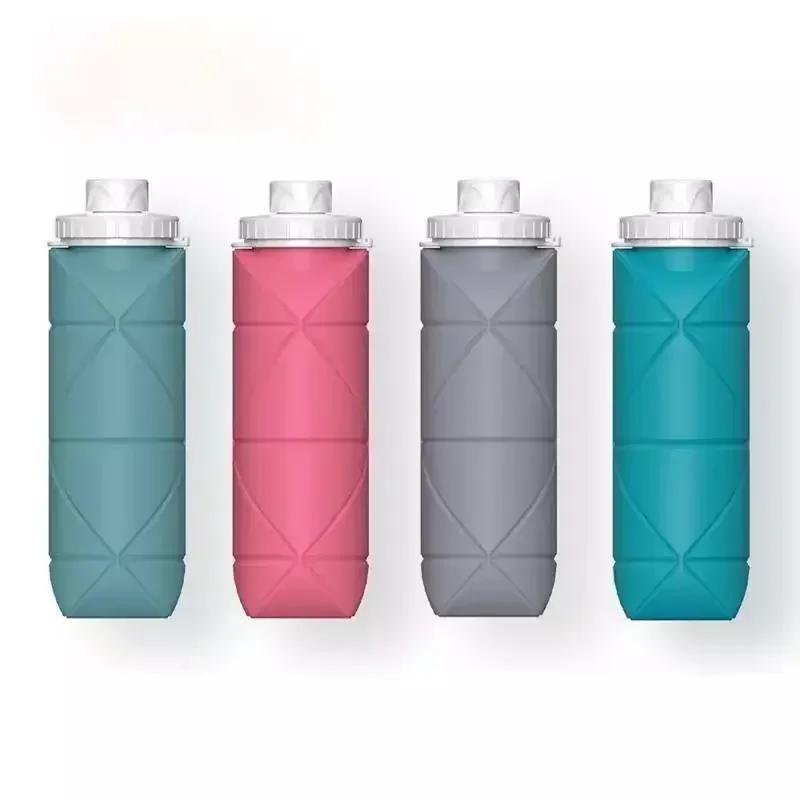 1Pc 600ml Foldable Space-saving Portable Reusable Silicone Sport Water Bottle Bag Bicycle Camping Portable Waterbottles