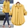 New Women's Two Color Shirt Loose Slimming Top Versatile Mid Length Large Size Spring Autumn Fabric