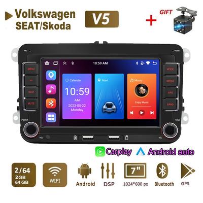Autórádiós multimédia lejátszó Volkswagen/Volkswagen/Golf/Polo/Tiguan/Passat/b7/b6/SEAT/Leon/Skoda/Octavia 2 Din Android Carplay GPS 2+64GB készülékekhez