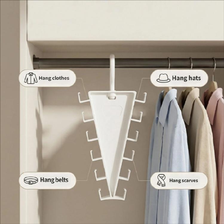 Angled Closet Accessory Rack, White Plastic Double Sided Hanger Holder for Scarves Belts and Closet Storage Use