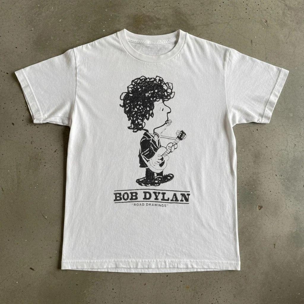 Unisex shirt Cotton Oversize Large Size Hot Rare Bob Dylan Road Drawing White S to 5XL Tee Shirt SN641