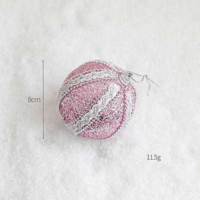 Pink Christmas Tree Ornaments Foam Ball Bow Tree Top Star Shatterproof Xmas Tree Hangings Pendant DIY Xmas Decorations