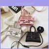 Stilvolle Mini-Handtasche aus PU-Leder für Kinder in Schwarz, Pink und Silber für Jungen und Mädchen