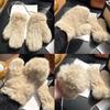 Winter Women Real Rabbit Fur Gloves Natural Thick Style Rabbit Fur Mittens Outdoor Girls Keep Warm Hand Knitted Fur Glove