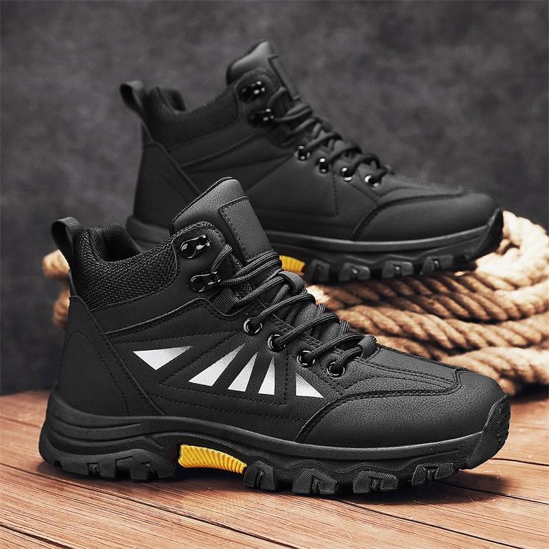 

Мужские водонепроницаемые зимние ботинки на флисовой подкладке: Теплые, Нескользящие, Спортивная обувь для улицы 44 чёрный