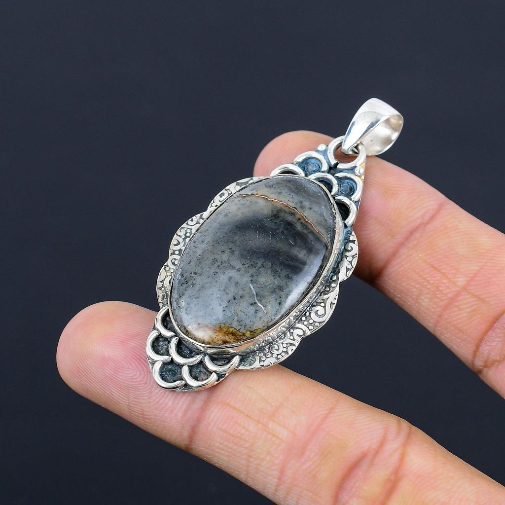 Womens Day Deal 925 Silver Oval Polychrome Jasper Stone Birthday Wedding Pendant