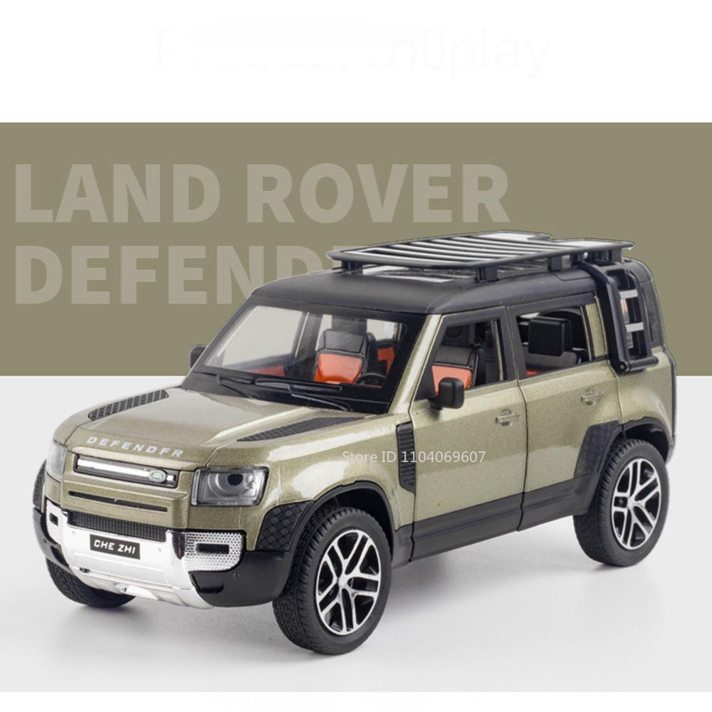 1:24 Land Rover Defender Toy Car Models Alloy Diecast SV2022 SUV Sound Light Doors Opened Pull Back Decoration Vehicle Toys Gift