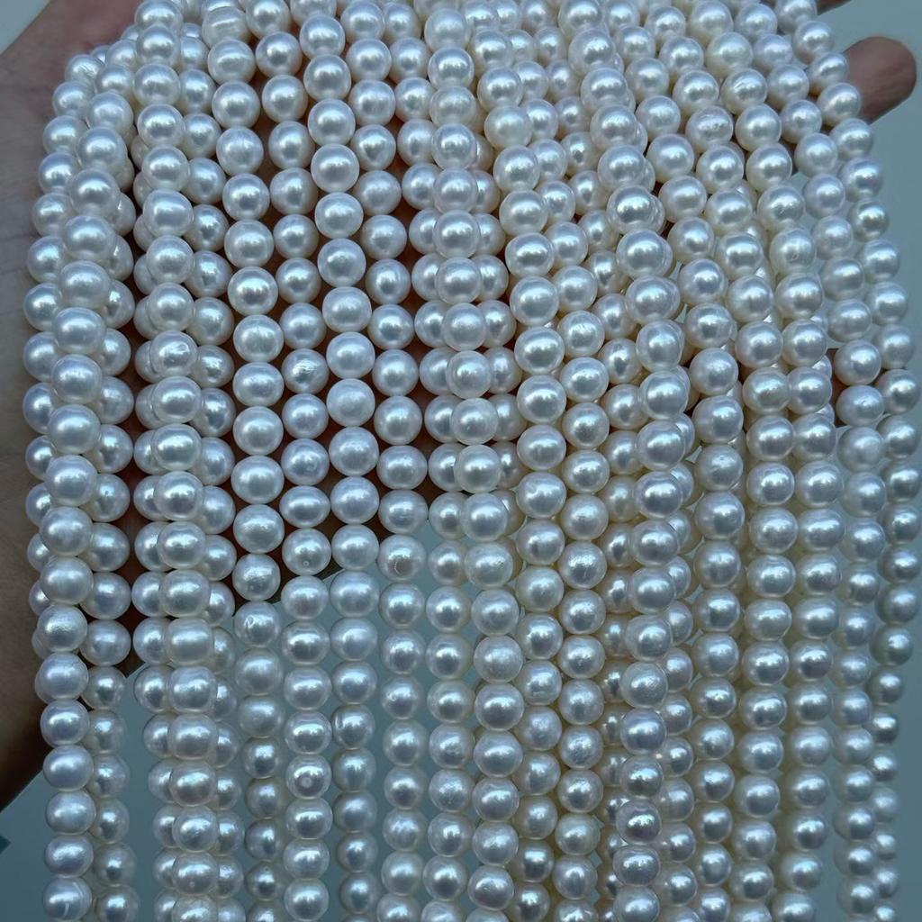 1String, High-quality Natural Shell Mother of Pearl Beads, 6.5-7.5mm, Handmade Subcircular White Beads for Jewelry Making DIY, Luxury Bulk Gifts, 36cm
