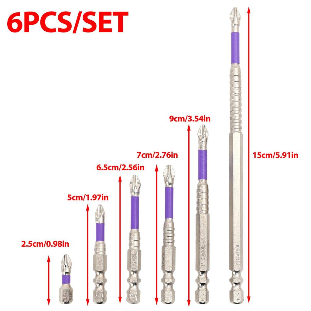 Strong Magnetic Impact Bit Anti-Slip Long Screwdriver Drill Hex Shank Cross Impact Driver Bit Electric Phillips Screwdriver Tips