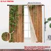 Set aus 2 Vorhängen mit Polyester-Struktur, flacher Digitaldruck, natürliche Holzmaserung, grünes Blattmuster, Dekoration für Wohnzimmer, Schlafzimmer, ideal für Bereiche