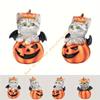 Halloween Kürbis Dekorationen Harz Kürbis Figuren mit Katzen Mittelstücke für Außen Innen Feengarten Dekorationen 55KF