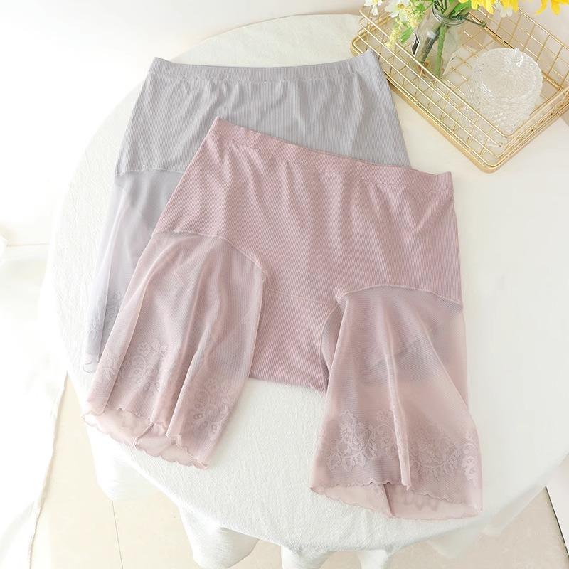 Plus Size Women's Summer Lace Border Walk Out High Waist Safety Briefs
