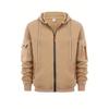 Mens Zip Up Hoodie Sweatshirt Casual Sports Top Solid Color Loose Fit