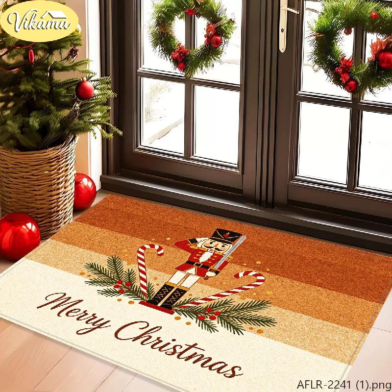 Merry Christmas Doormat, Fairytale Nutcracker Rug, Non-Slip, Absorbent Entryway Doormat, Home Decor