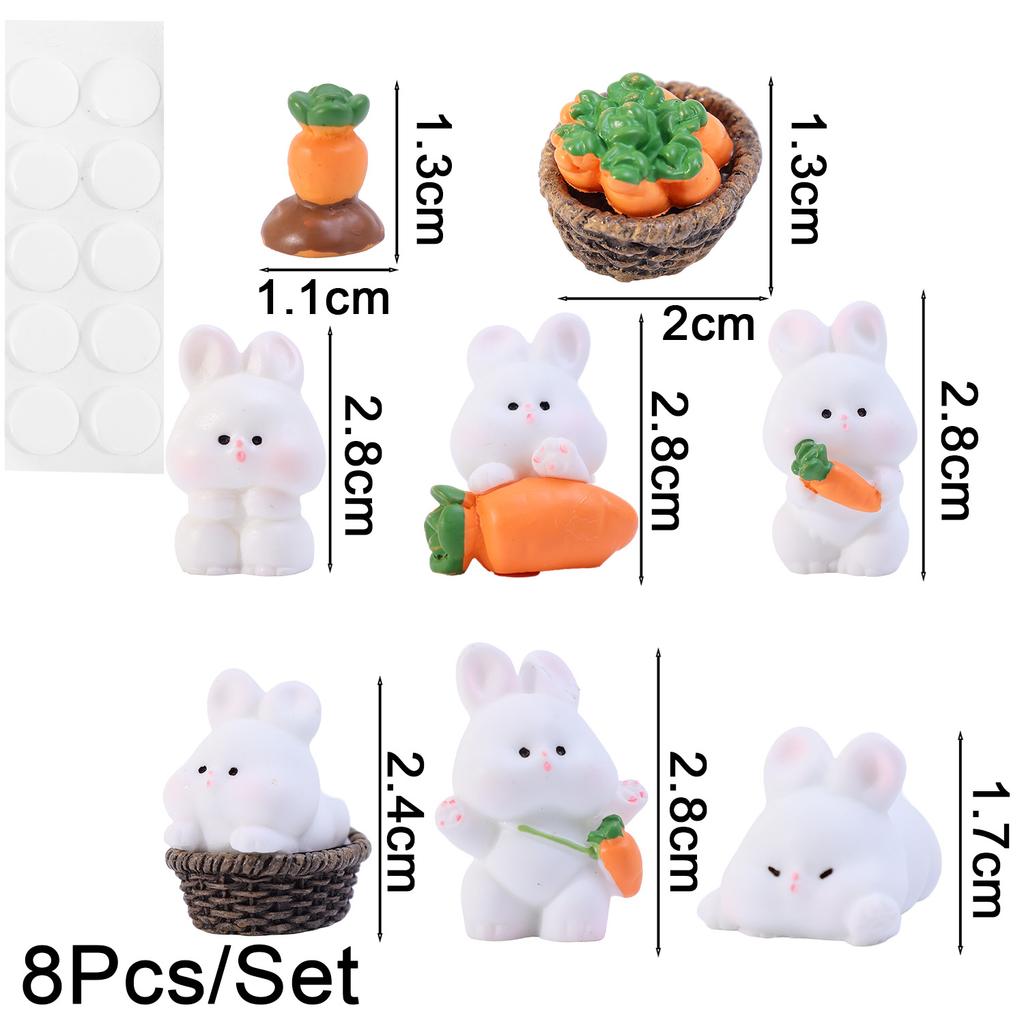 2/8pcs Cute Easter Rabbit Carrot Figurine Miniatures Kawaii Micro Home Desktop Fairy Garden Decoration DIY Ornaments Craft Gift