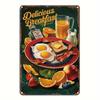 Vintage Frühstück Metall Wandkunst Retro Eisen Schild mit Klassischen Frühstücksspeisen Perfekt für Zuhause Küche Bar Café und Mehr