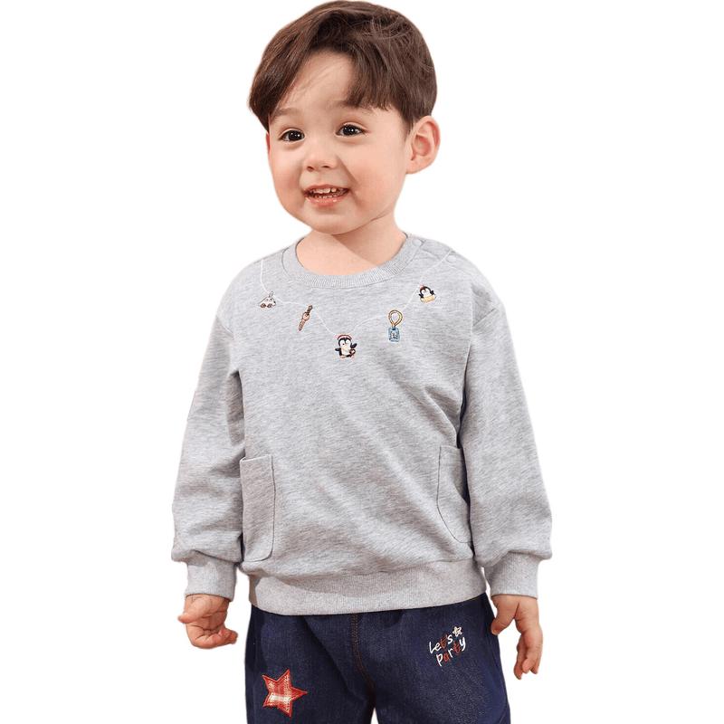 LUSON Baby Boy 2026 New Double Pocket Spring Sweatshirt 90