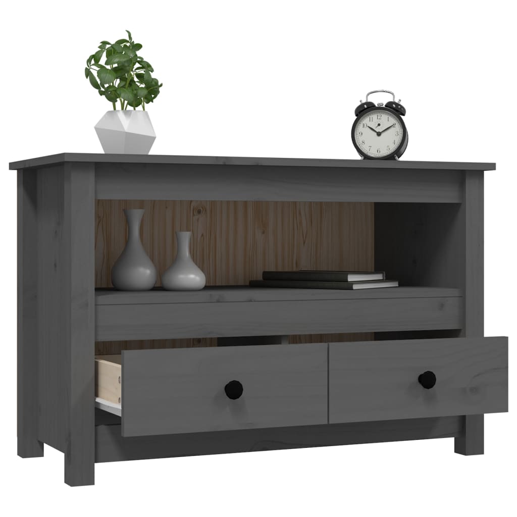 vidaXL TV-Schrank Grau 79x35x52 cm Massivholz Kiefer