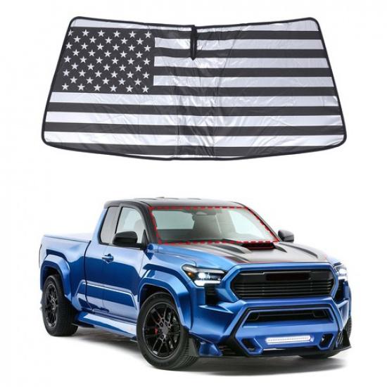 US Flag Car Sun Shade Windshield Window Sunshade Cover For Toyota Tacoma 2024+