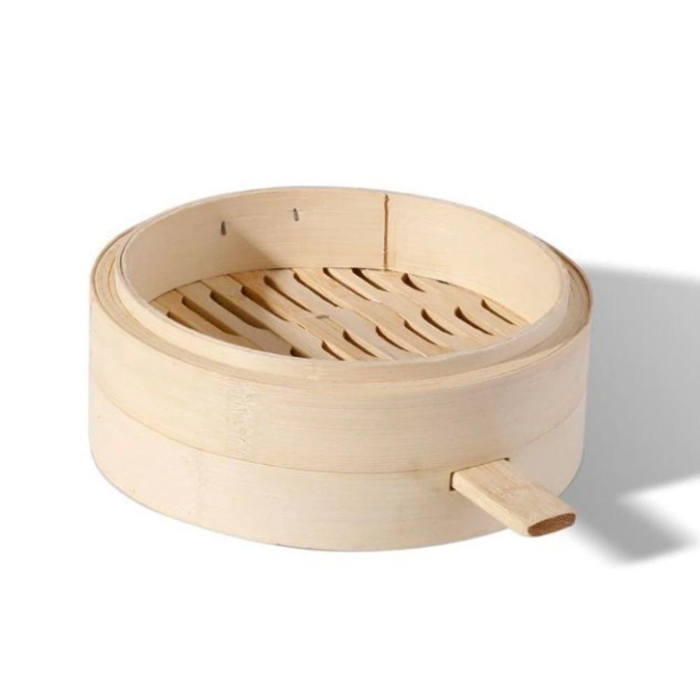 With Handle Bamboo Steamer Round Stuffed Bun Steamer Household Bamboo Steam Basket  Dumpling