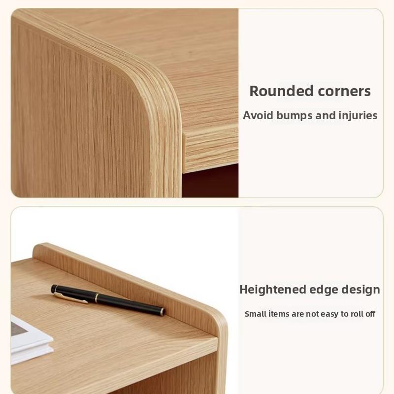 Thick Wood Bedside Storage Cabinet  Minimalist Drawer Nightstand  Solid Wood Display Rack  Versatile  Room Organizer