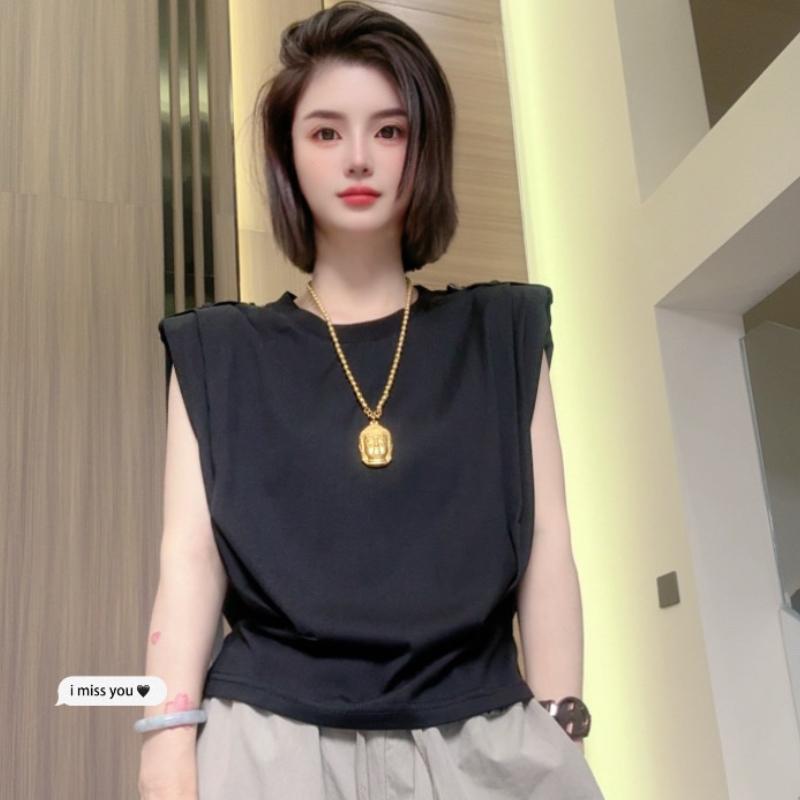 1116 Summer New Design Sense Thin and Versatile Women's Sleeveless Shirt Shirt