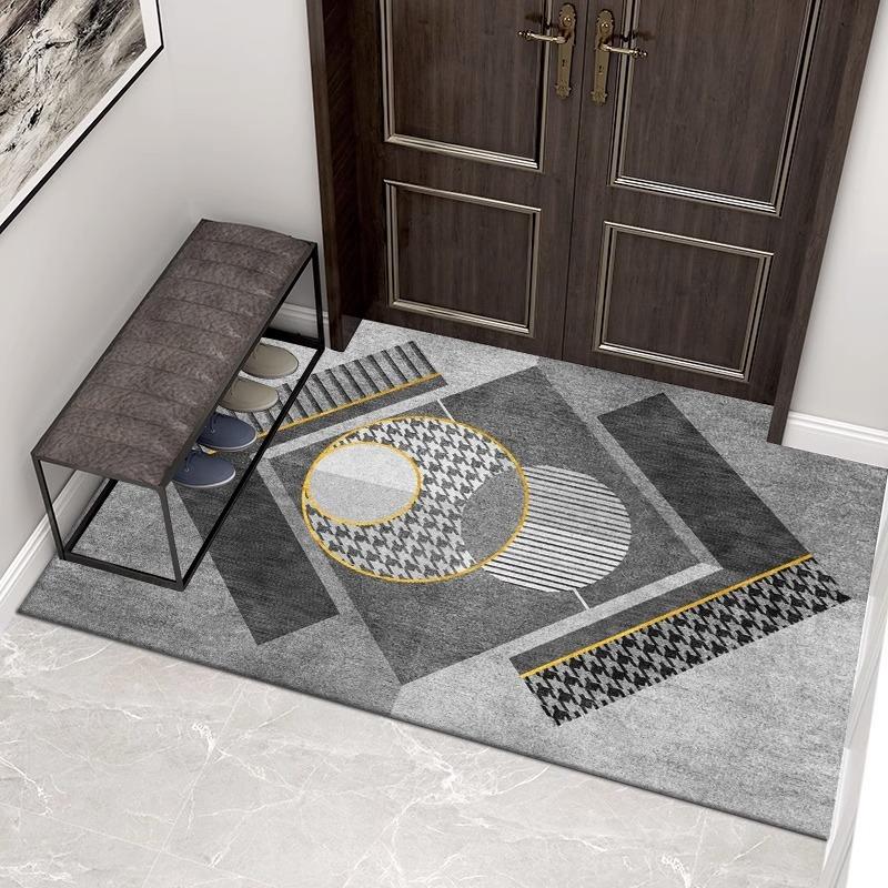 Europe Style Geometry Round Pattern Carpet Living Room Sofa Bedroom Study Kitchen Entrance Door Mat Non-slip Fashion Decor Rug