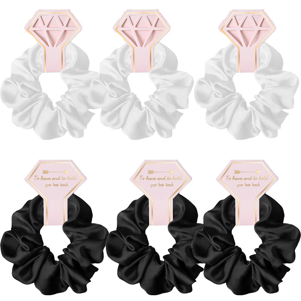 6pcs Satin Scrunchies Girls Elastic Hair Band Ponytail Holder Ties Rubber Bands Bride Bridesmaid Accessories Wedding Supplies